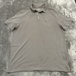 Vineyard Vines Edgartown Polo Shirt Mens Large Gray/White Striped‎ Preppy Golf